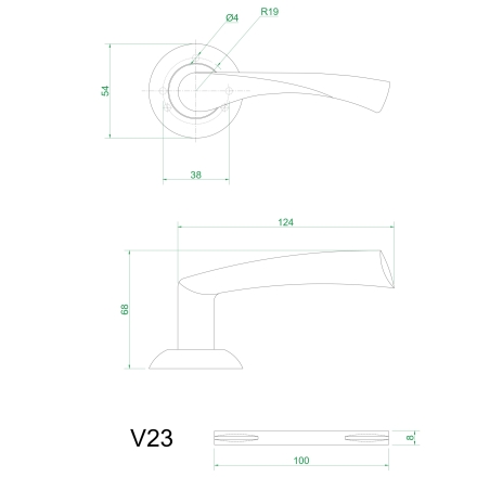 Ручки дверные V23D (мат. никель) Ручки дверные V23D (мат. никель)