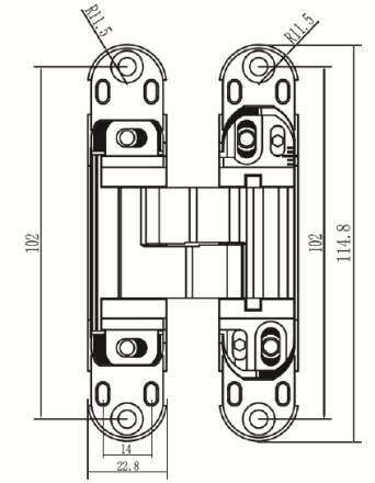 Петля скрытой установки B33-SC (115x23-3D) матовый хром