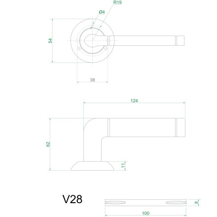 Ручки дверные V28Q (бронза) Ручки дверные V28Q (бронза)