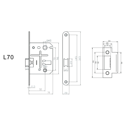 Защелка сантехническая L70SN (мат.никель) Защелка сантехническая L70SN (мат.никель)