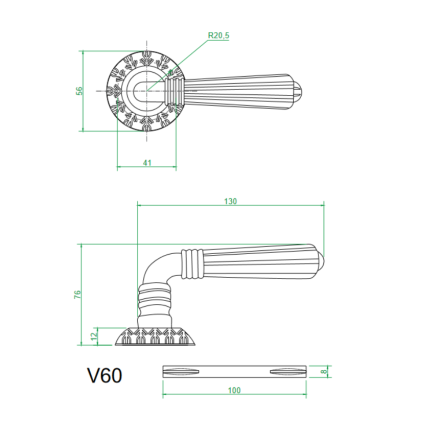 Ручки дверные V60 CF(кофе)