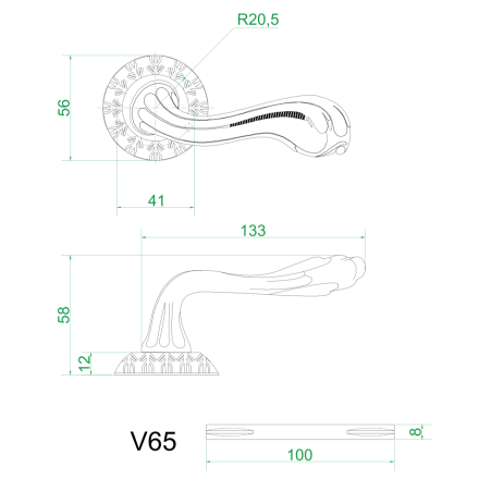 Ручки дверные V65CF (кофе) Ручки дверные V65CF (кофе)