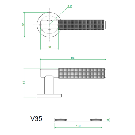 Ручки дверные алюминиевые V35PB SL (золото)