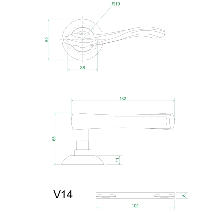 Ручки дверные V14C (мат. золото) Ручки дверные V14C (мат. золото)