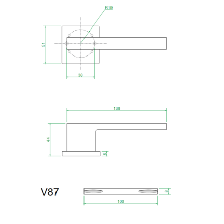 Ручки дверные алюминиевые V87Q SL (бронза)
