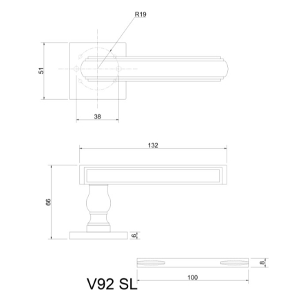 Ручки дверные алюминиевые V92PB SL (золото)